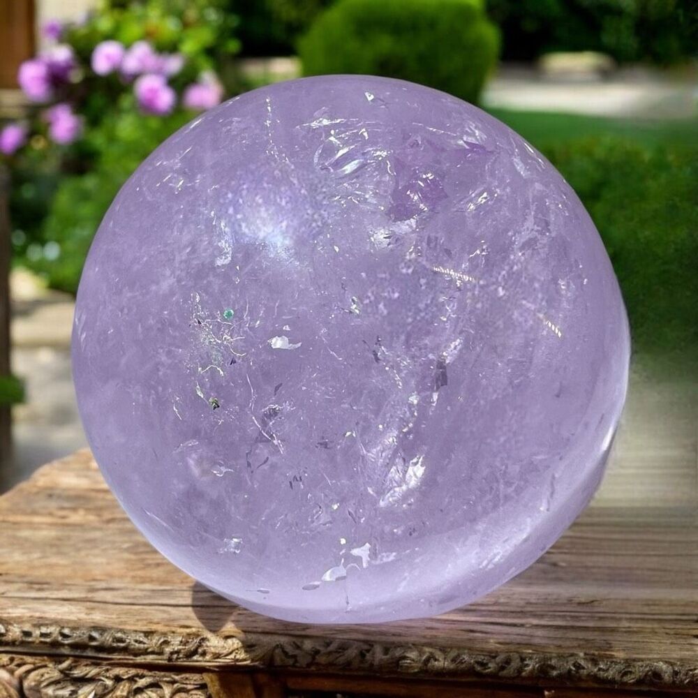 Amethyst Crystal Marble Sphere Meditation Stone